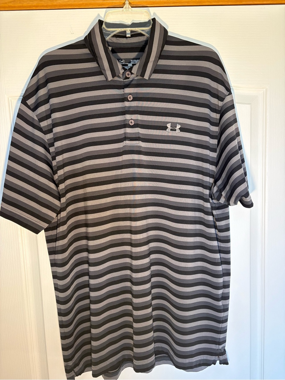 Under Armour Men’s Black & Gray Striped Polo Shirt